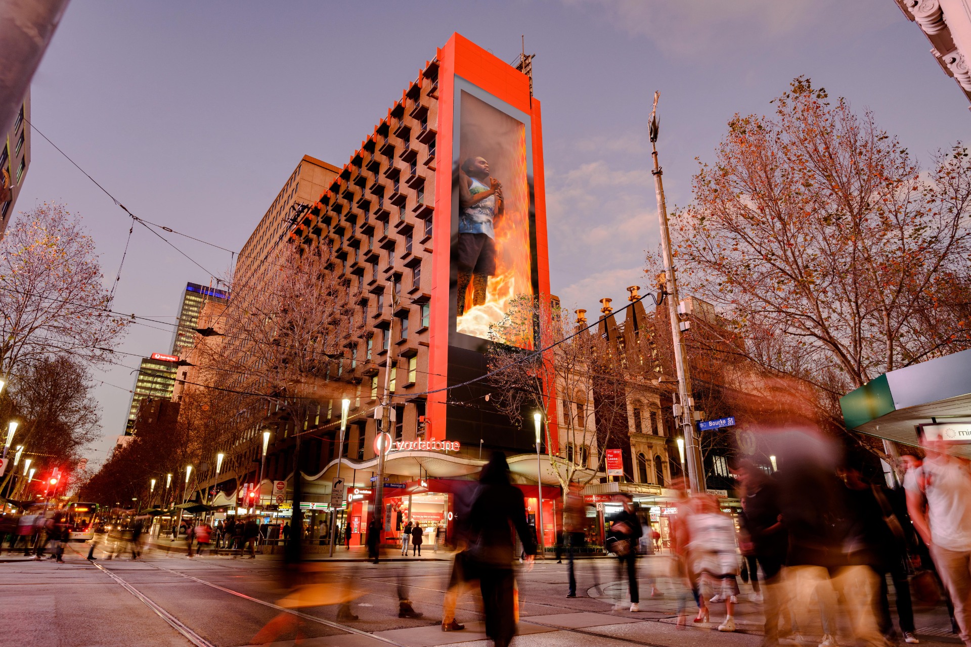 Presentación del 3D anamórfico en Bourke Street Mall.